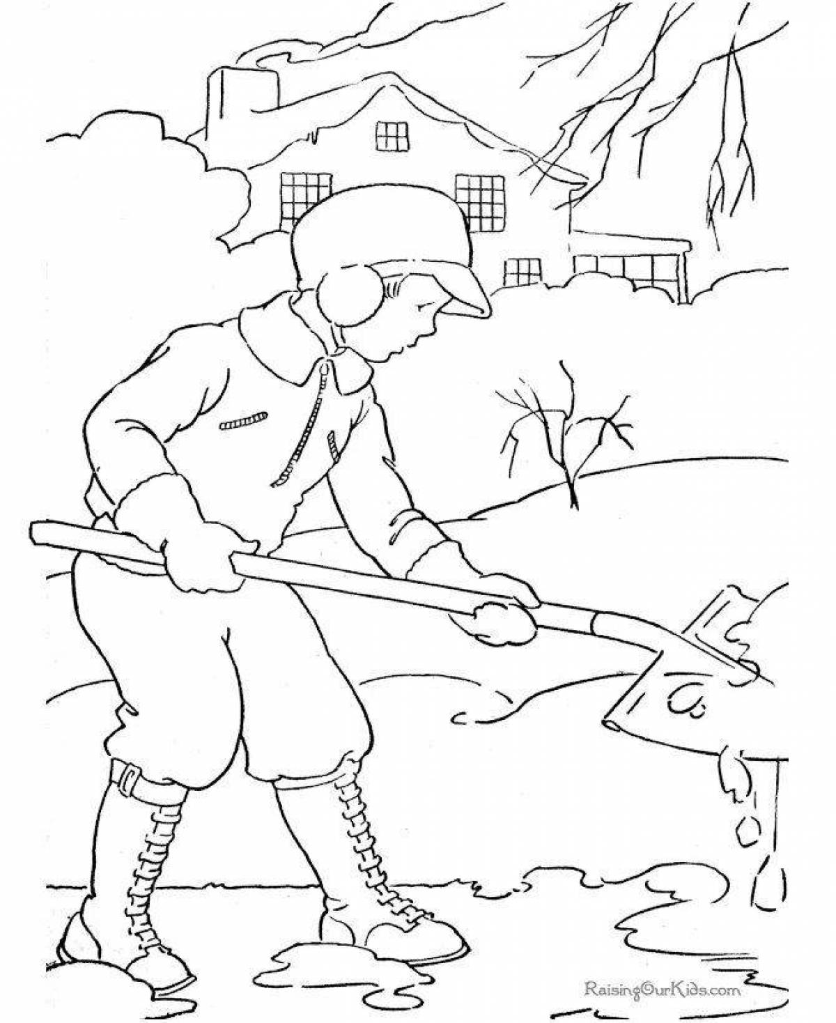Гламурная раскраска о сельскохозяйственных работах зимой
