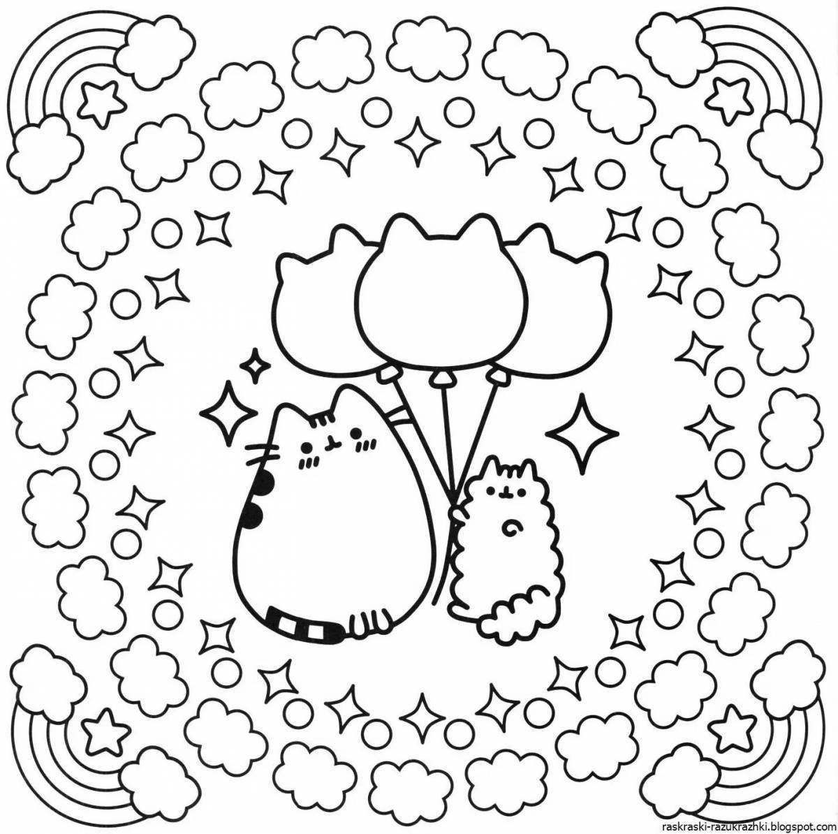 Radiant pusheen coloring page