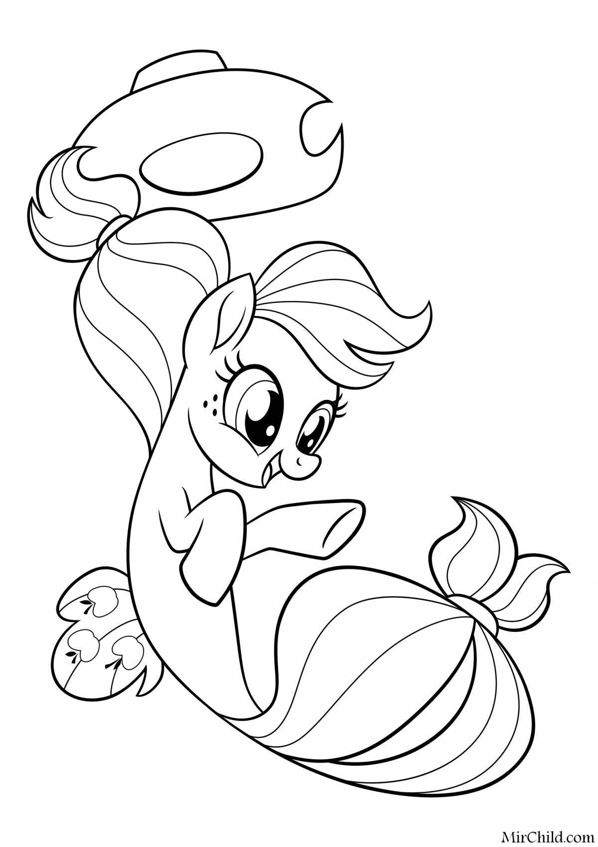Анимированная страница-раскраска my little pony mermaid