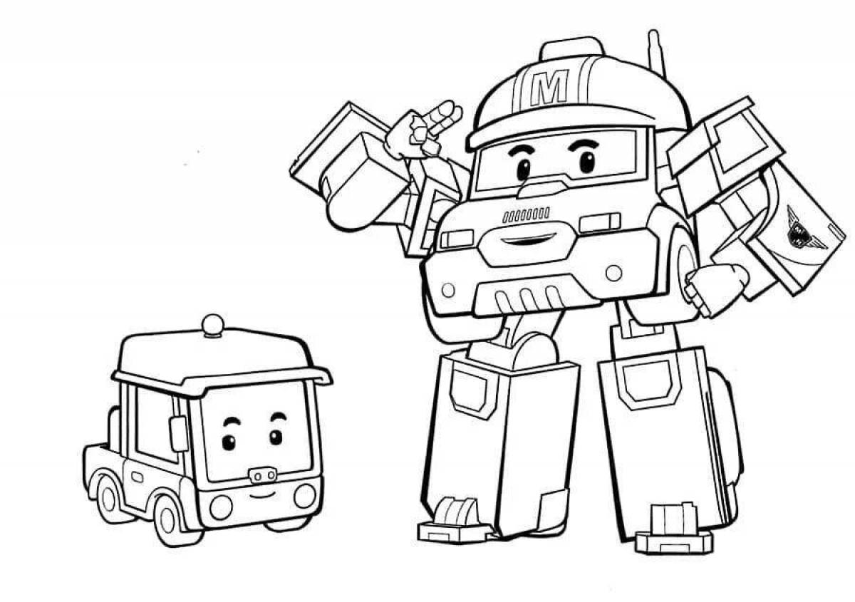 Robocar playful coloring page for boys