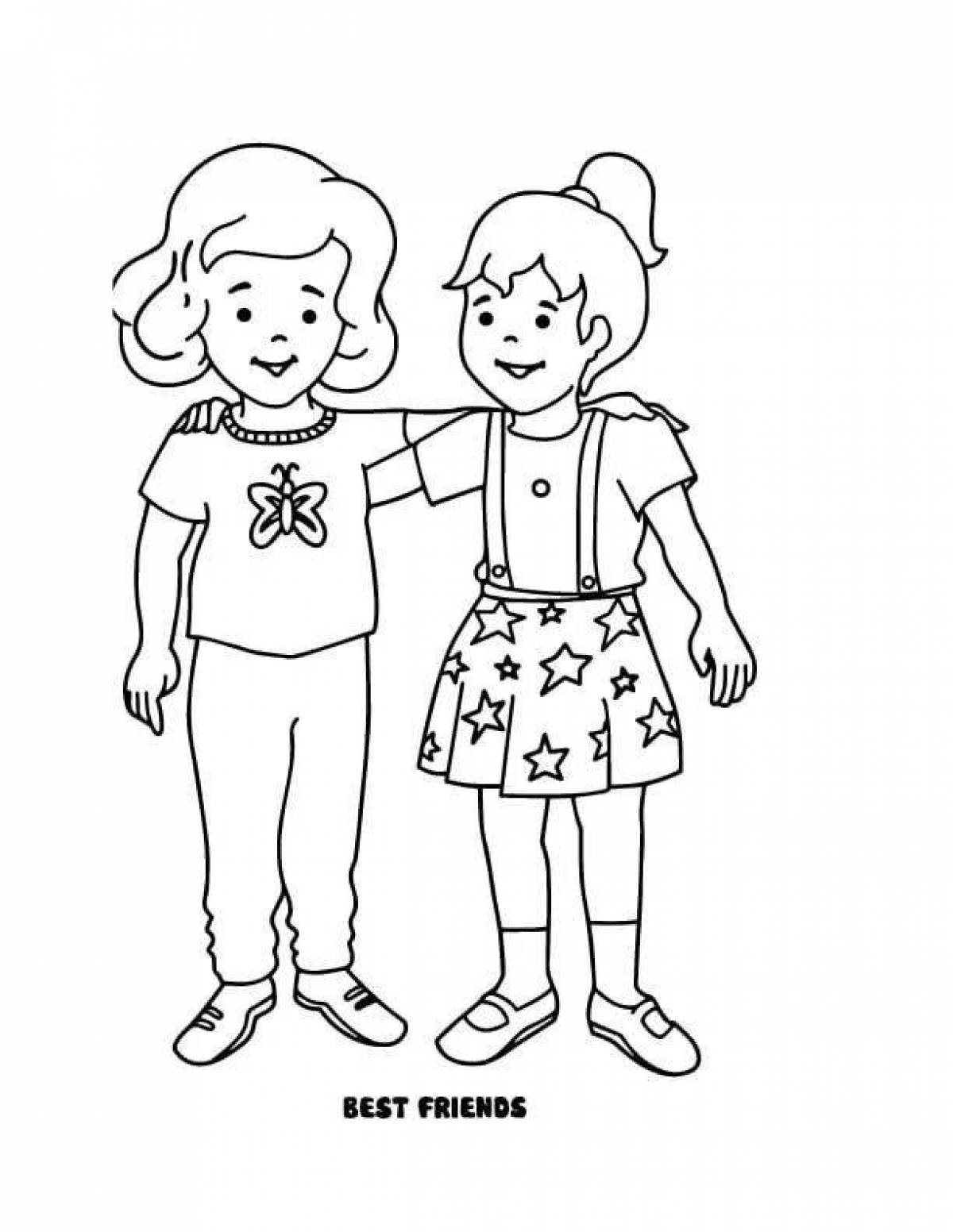 Colorful me and my friends coloring page