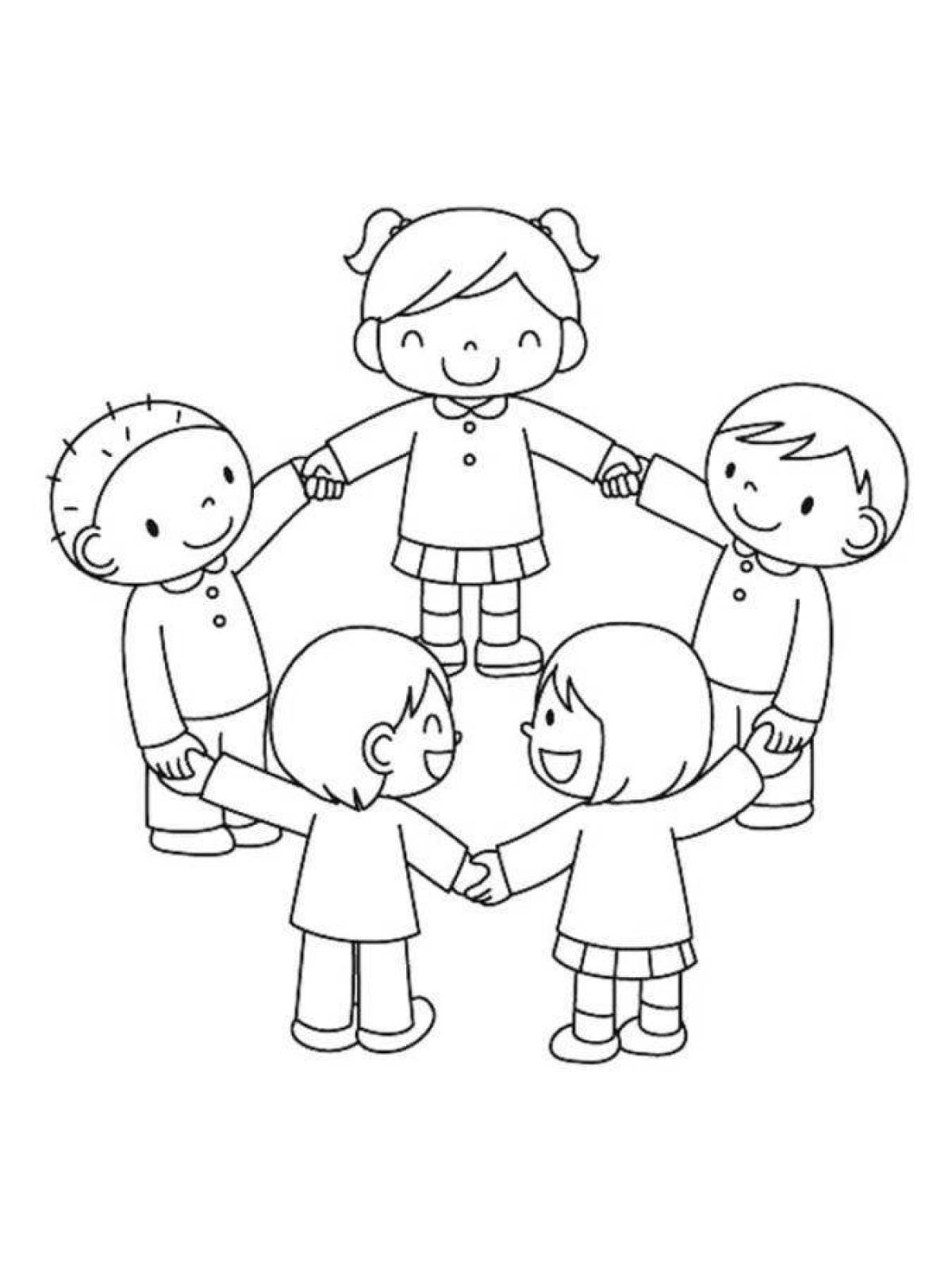 Playful me and my friends coloring page
