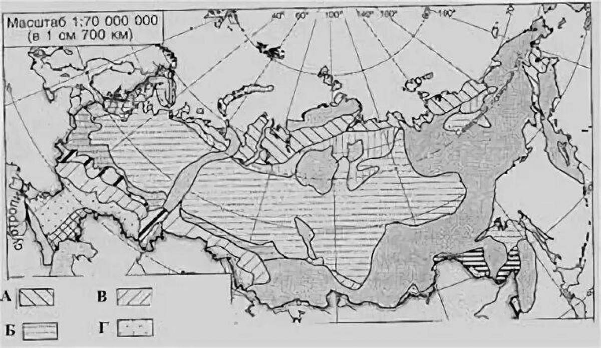 Карта природных зон россии черно белая распечатать