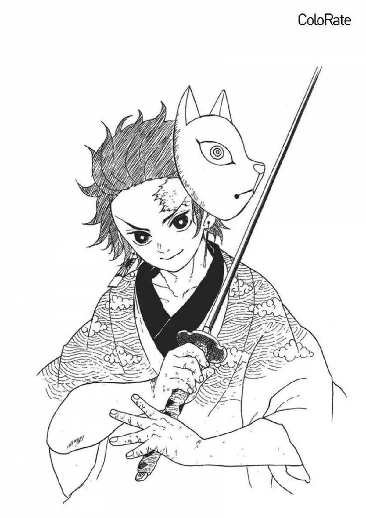 Radiant demon cleaver tanjiro coloring page