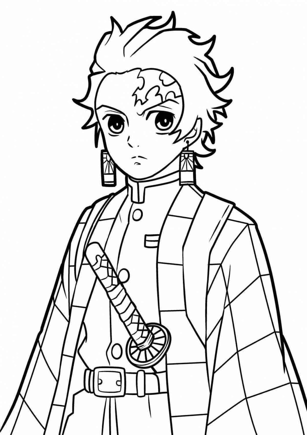 Tanjiro shiny demon cleaver coloring page