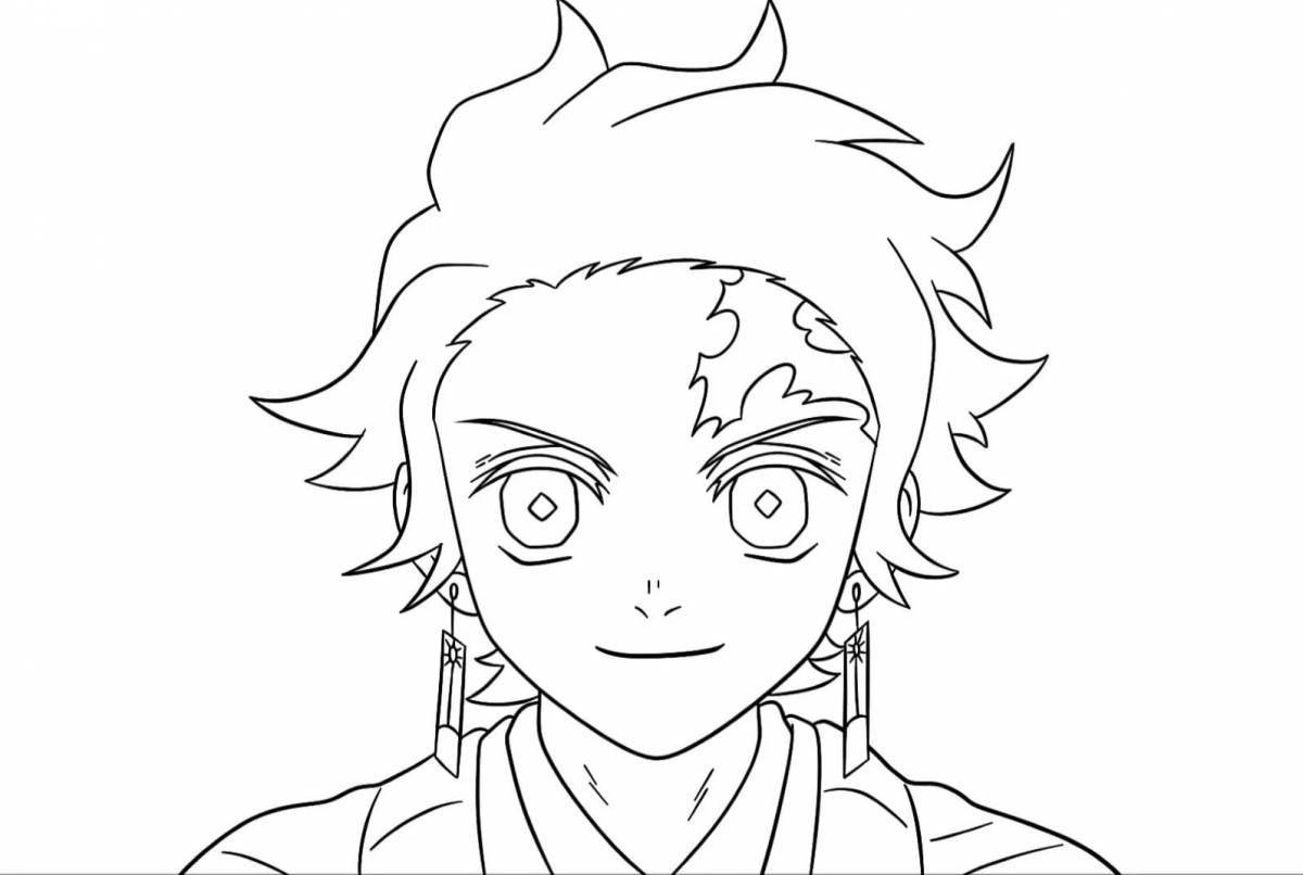 Tanjiro's gorgeous demon cleaver coloring page