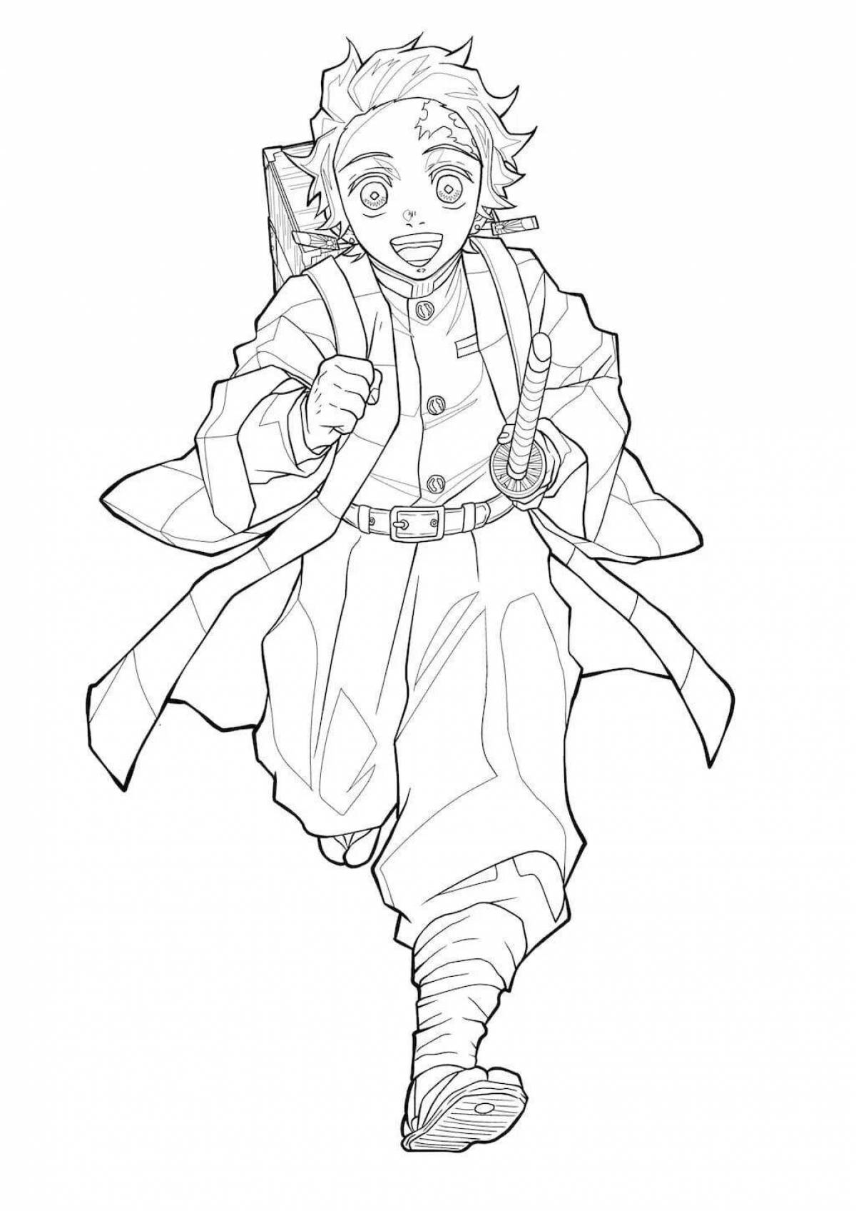 Tanjiro Dazzling Demon Cleaver Coloring Page