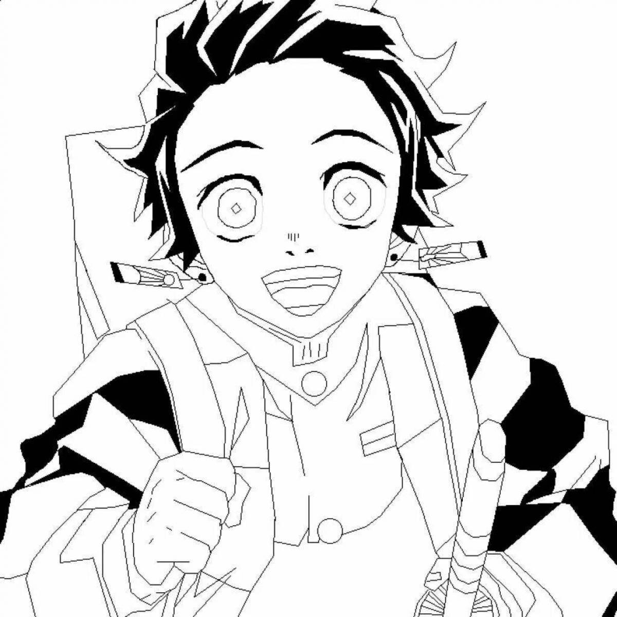 Colorful demon cleaver tanjiro coloring page