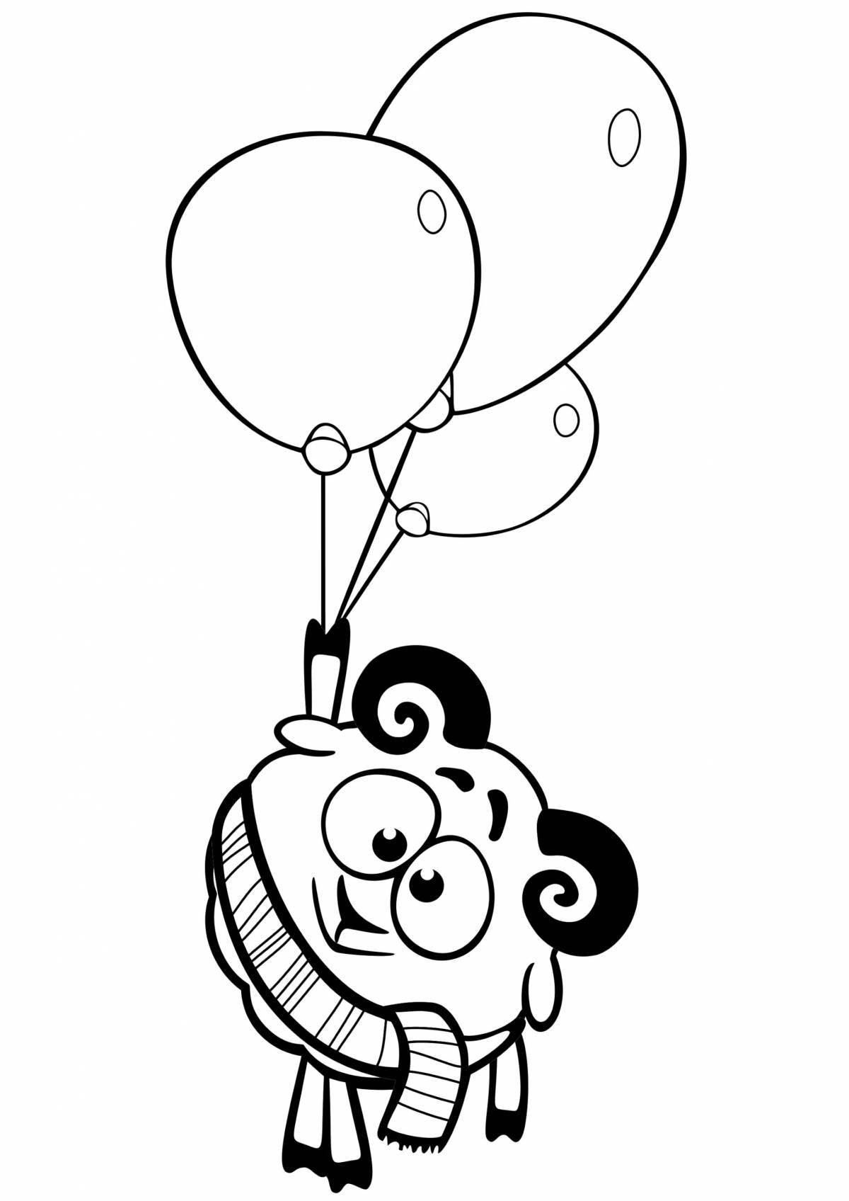 Раскраска красочные воздушные шары с днем ​​рождения