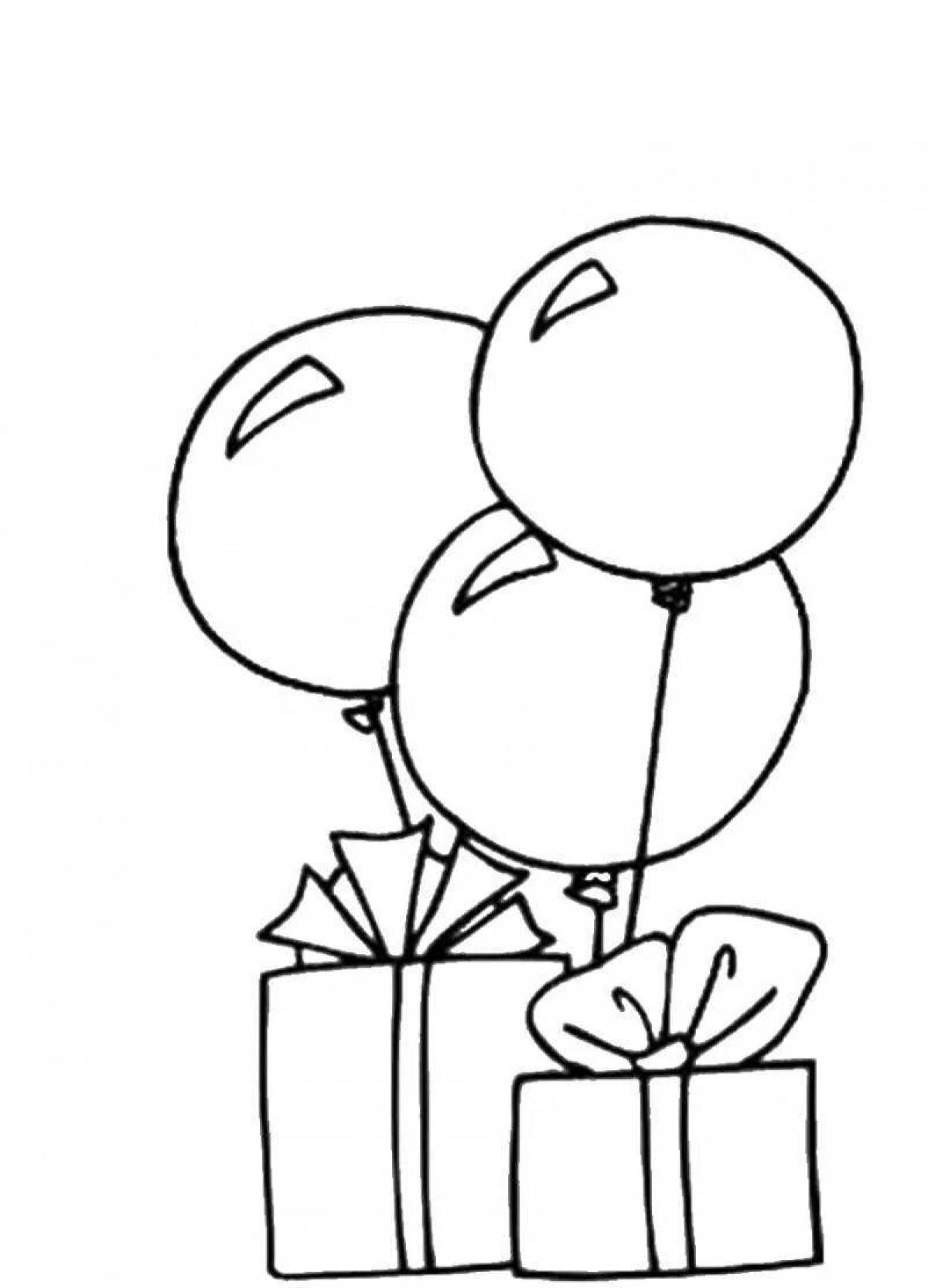 Раскраска радостные воздушные шары с днем ​​рождения