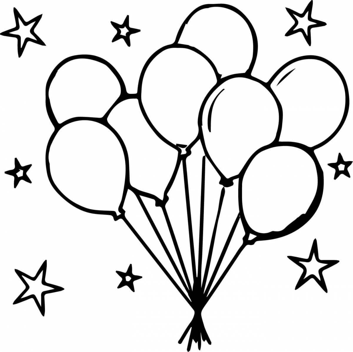 Раскраска яркие воздушные шары с днем ​​рождения