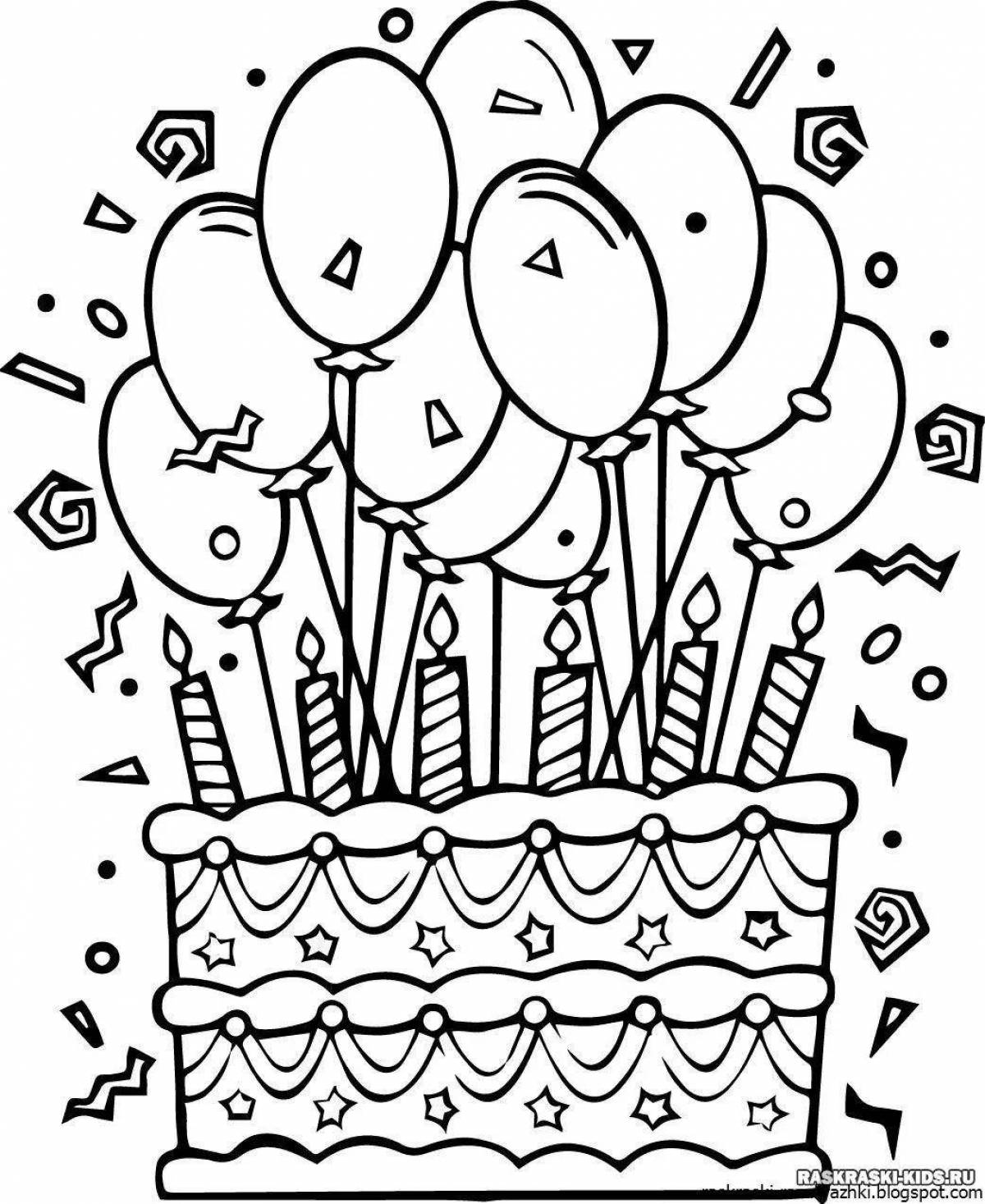 Happy birthday balloons coloring page