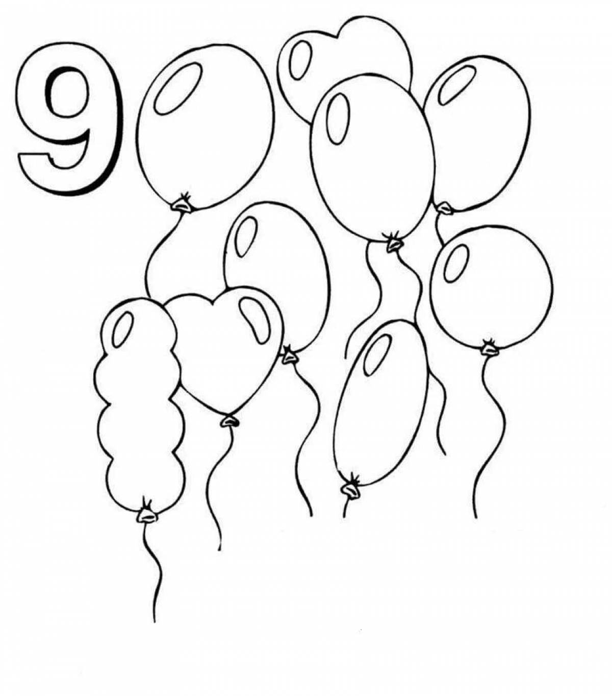 Coloring book shiny happy birthday balloons