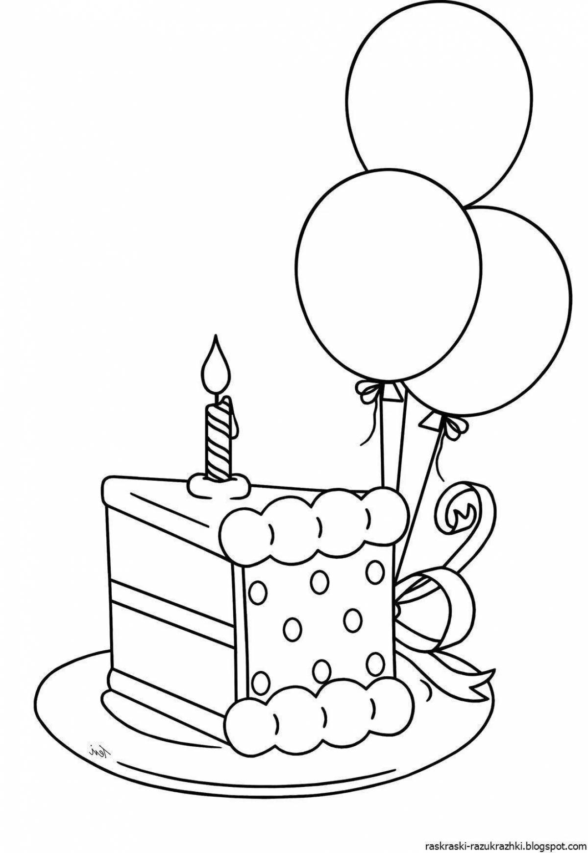 Colored happy birthday balloons coloring book