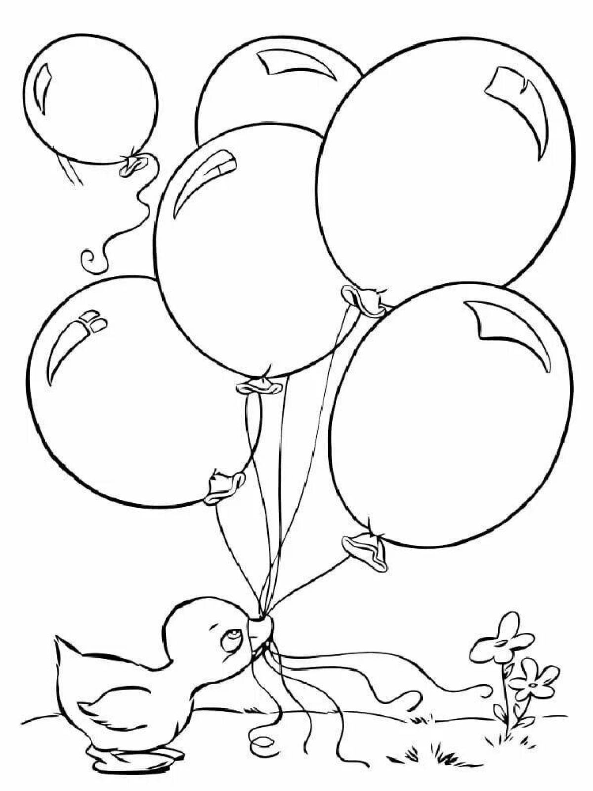 Coloring book exotic happy birthday balloons