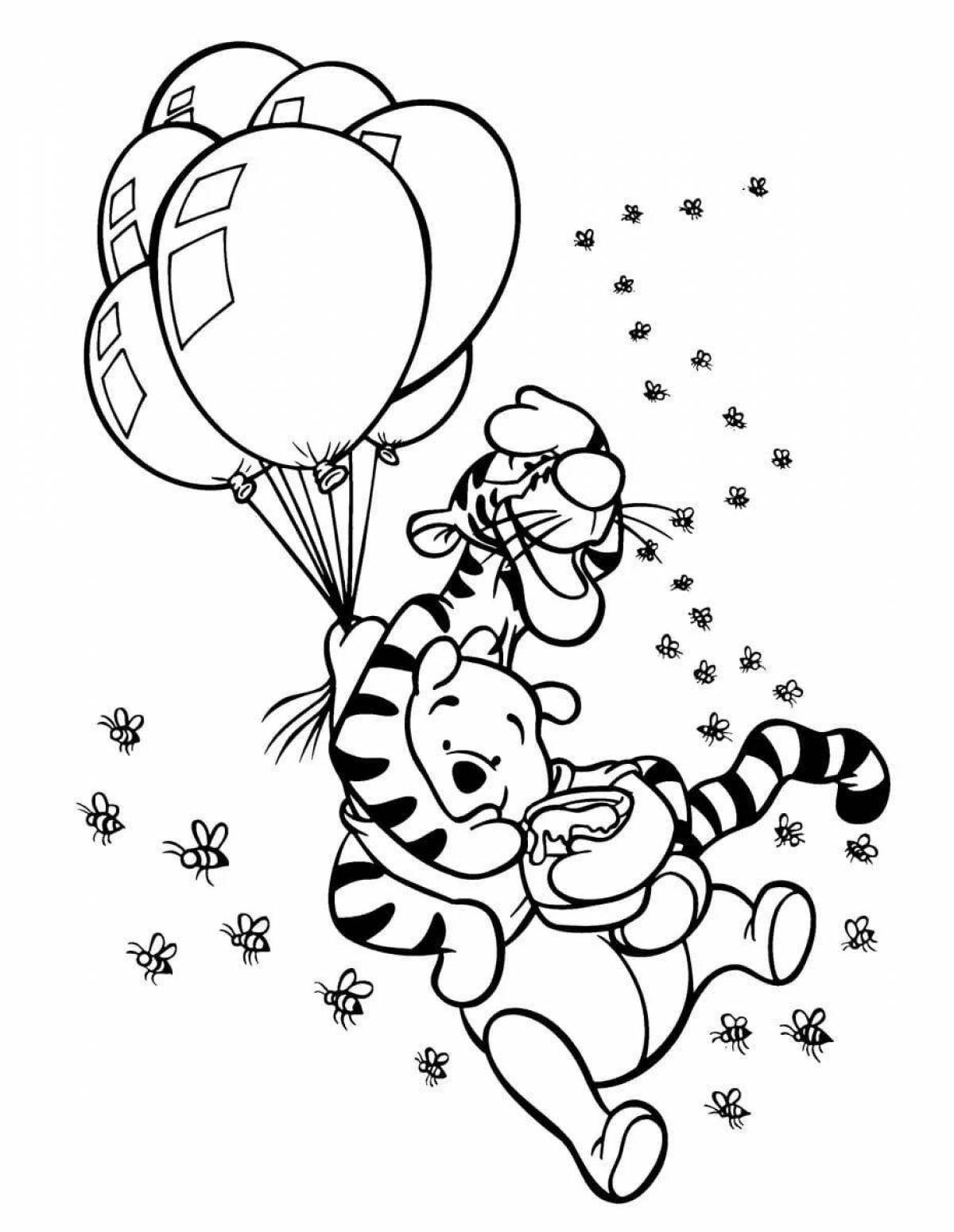 Coloring page gorgeous happy birthday balloons