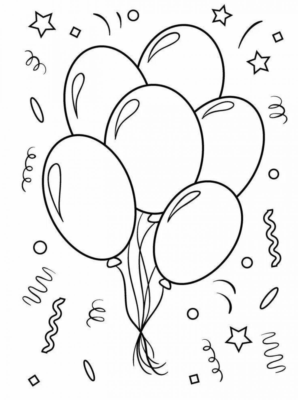 Раскраска цветущие воздушные шары с днем ​​рождения