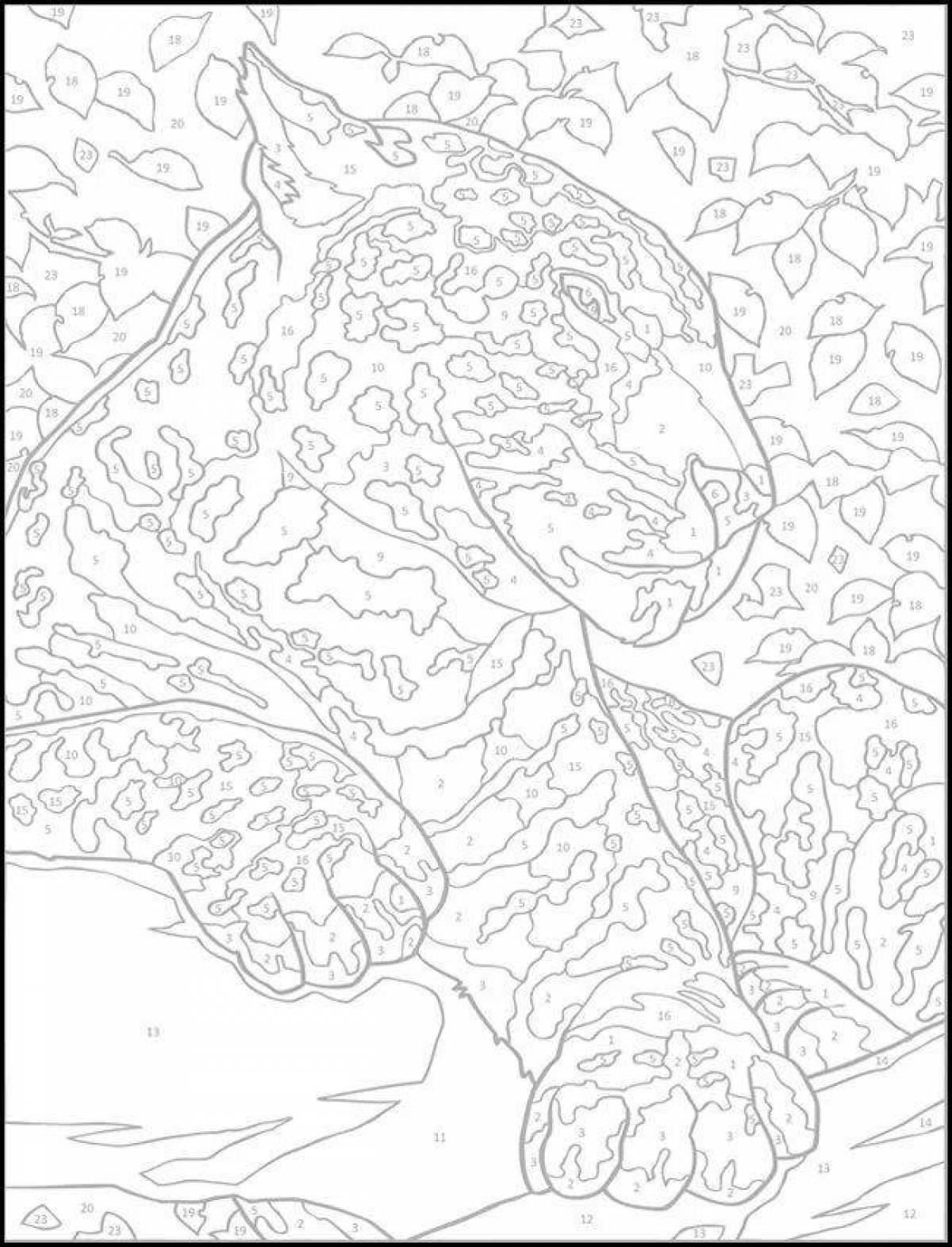 Radiant coloring page animals by numbers