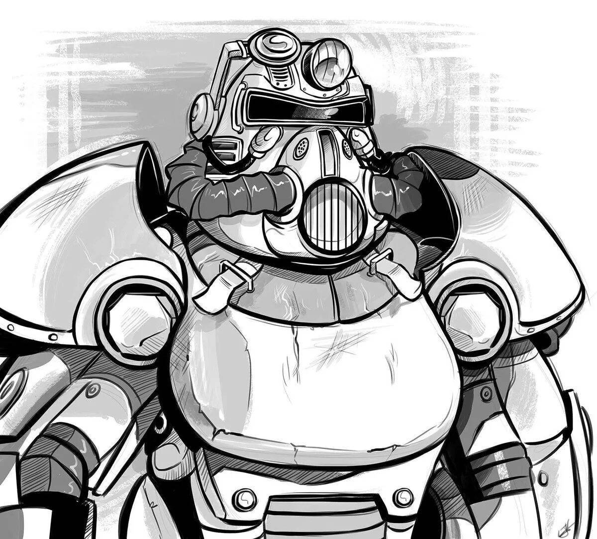 Великолепная раскраска power armor fallout 4