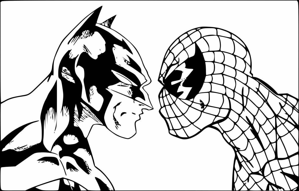 Динамичная раскраска бэтмена и человека-паука