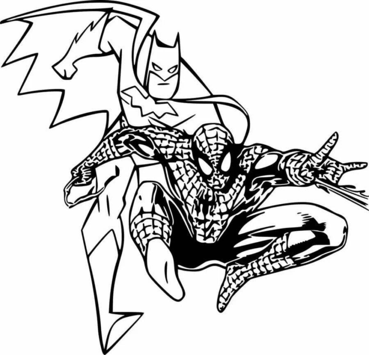 Bright coloring pages batman and spider-man