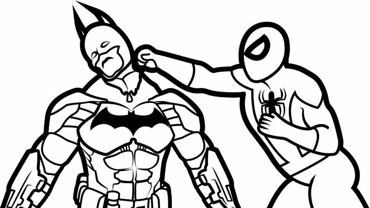Раскраска величественный бэтмен и человек-паук