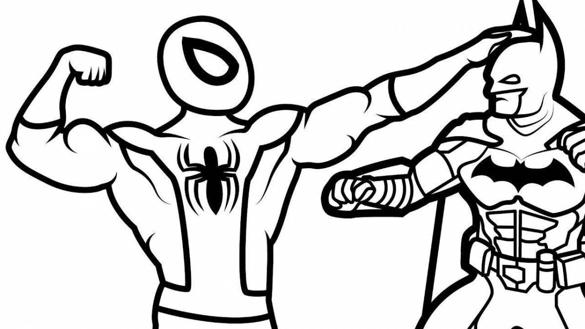 Раскраска славный бэтмен и человек-паук