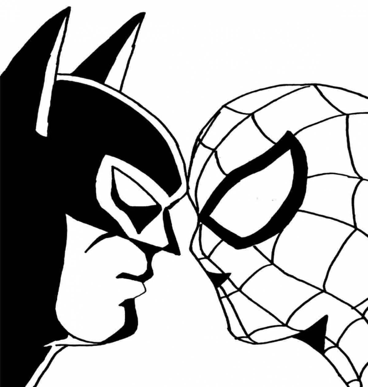 Great batman and spiderman coloring page