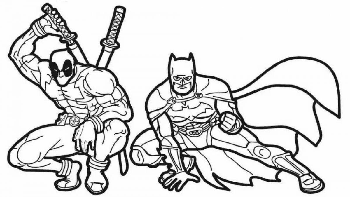 Coloring page adorable batman and spiderman