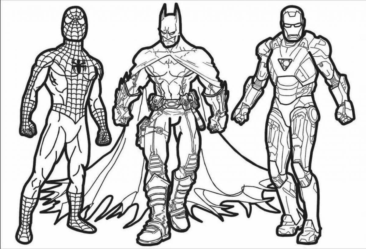 Coloring page bright batman and spider-man