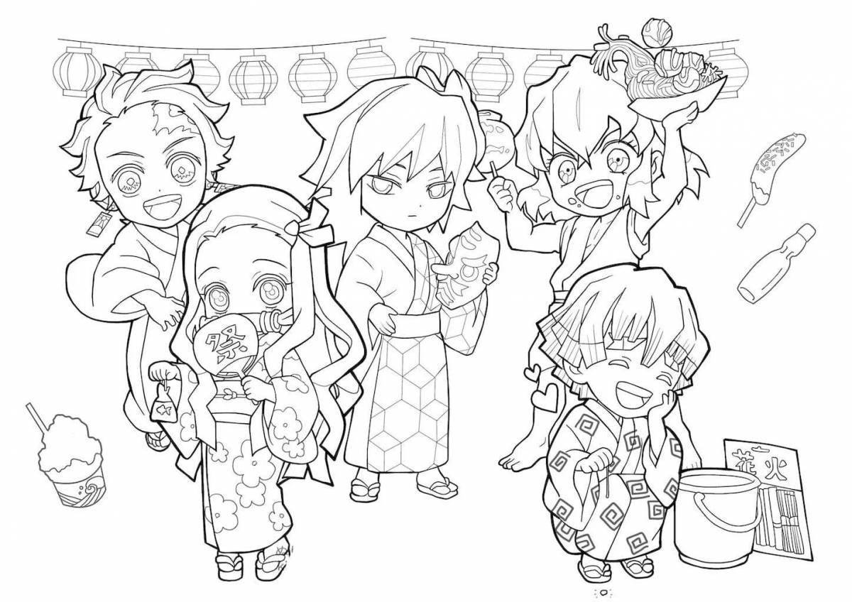 Adorable chibi demon cleaver coloring page