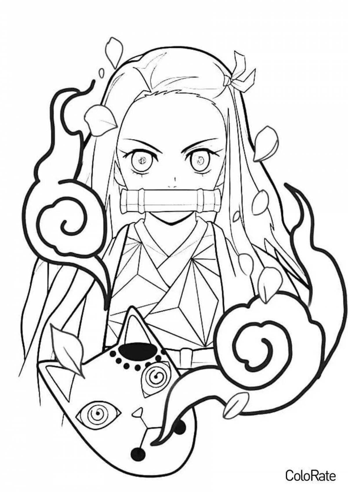 Awesome chibi demon cleaver coloring page