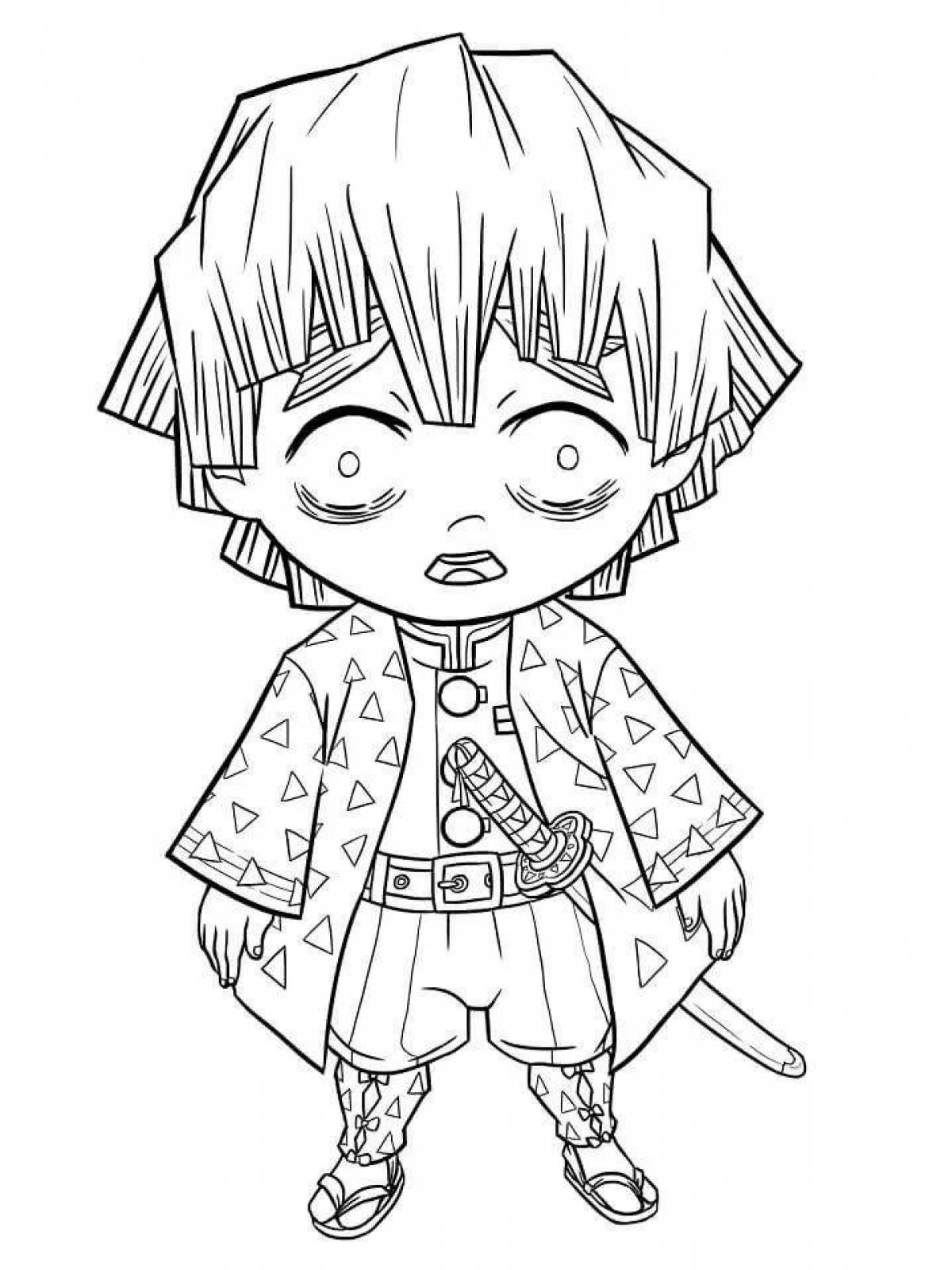 Gorgeous chibi demon cleaver coloring page