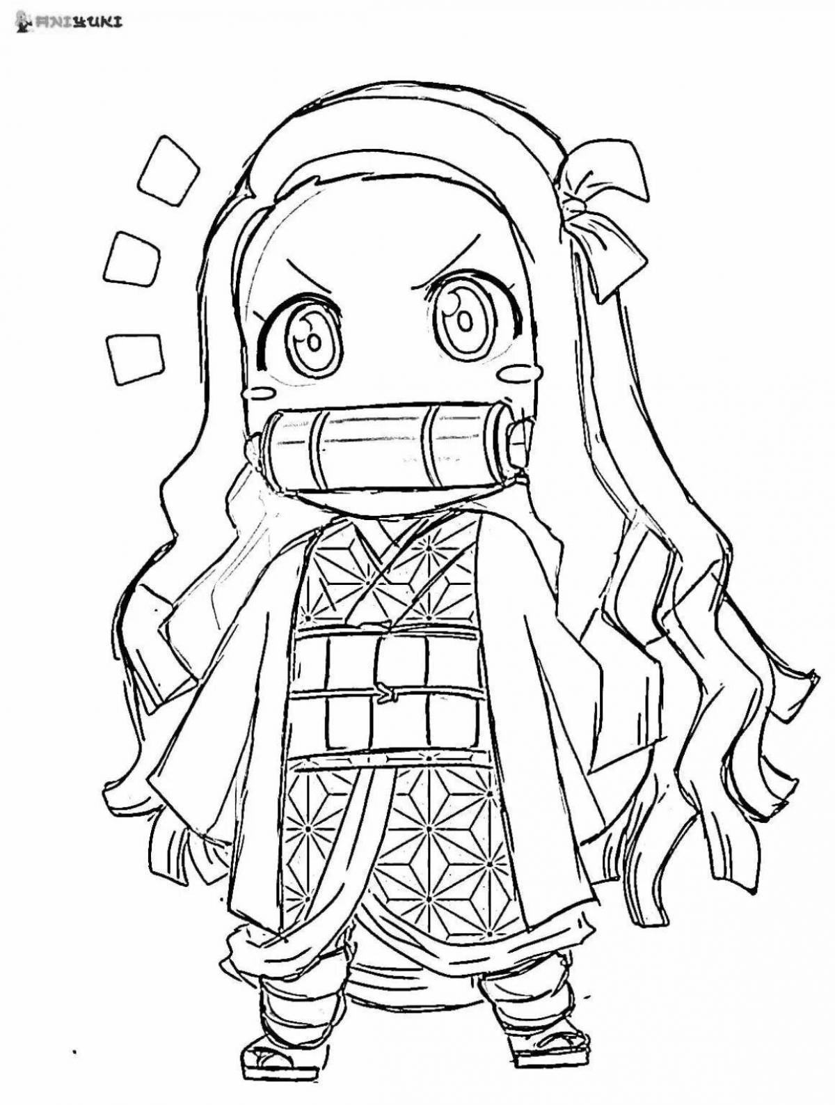 Colorful chibi demon cleaver coloring page