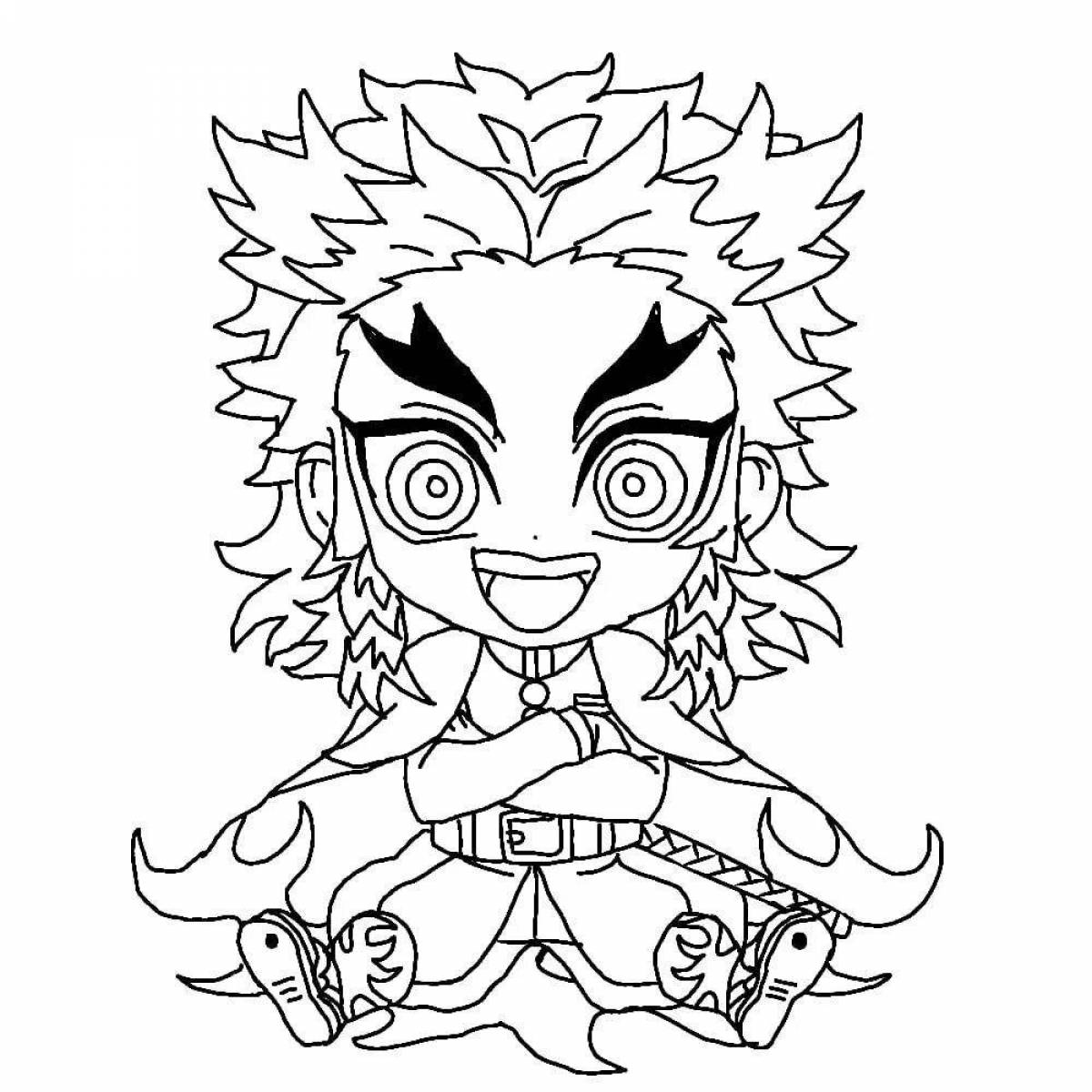 Coloring vivacious chibi demon cleaver