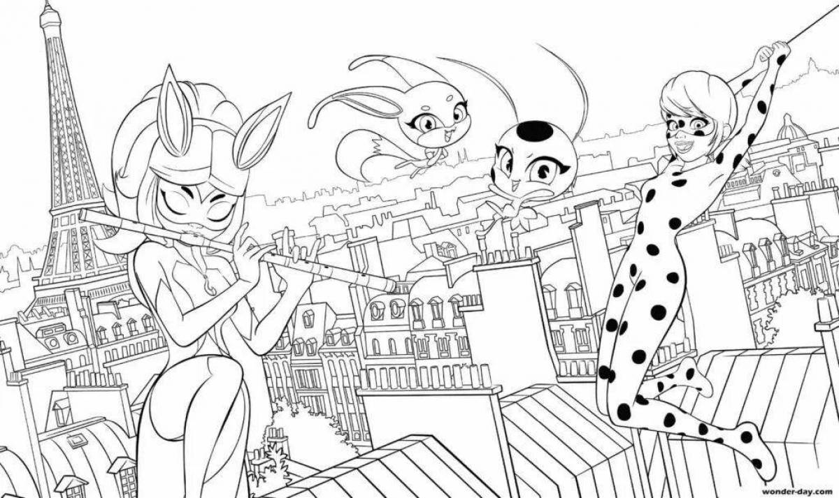 Coloring page exciting ladybug characters