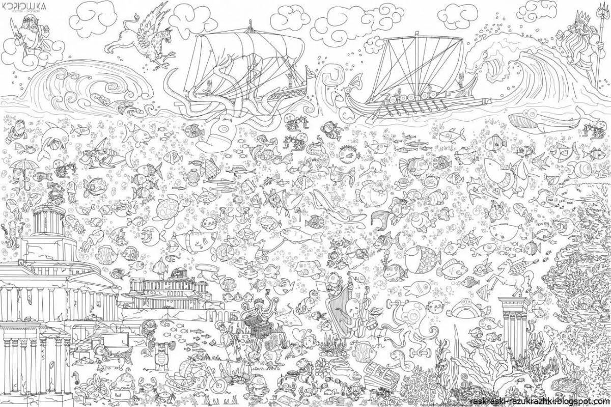 Playful partly large coloring book