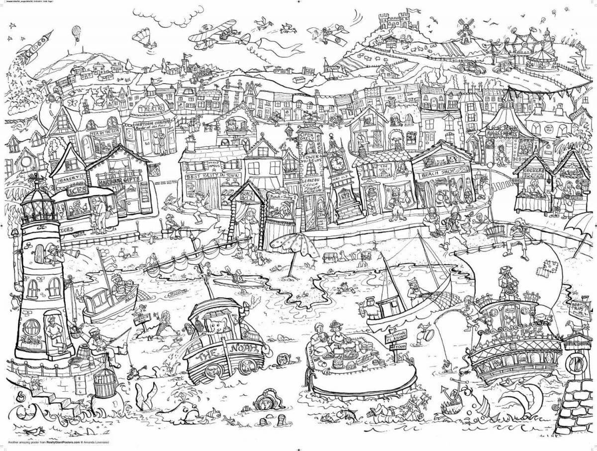 Detailed partial large coloring page