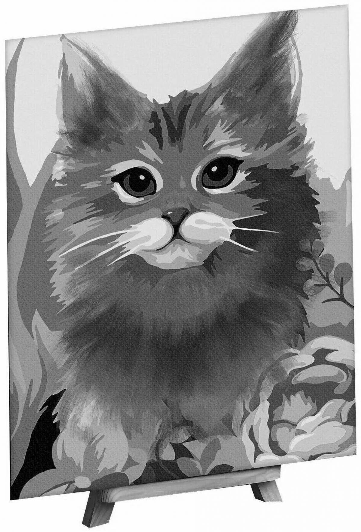 Color by number red cat coloring book