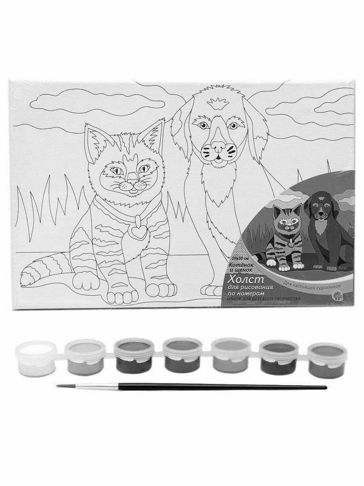 Coloring fluffy ginger cat by numbers