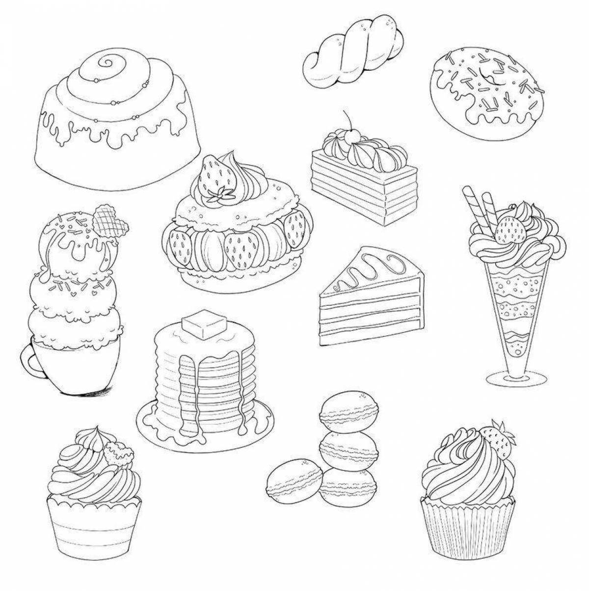 Delicious confectionery coloring book for kids