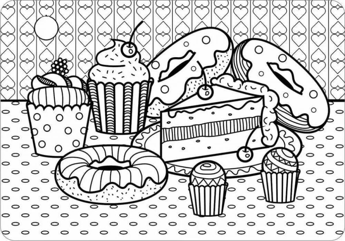 Bright confectionery coloring book for kids