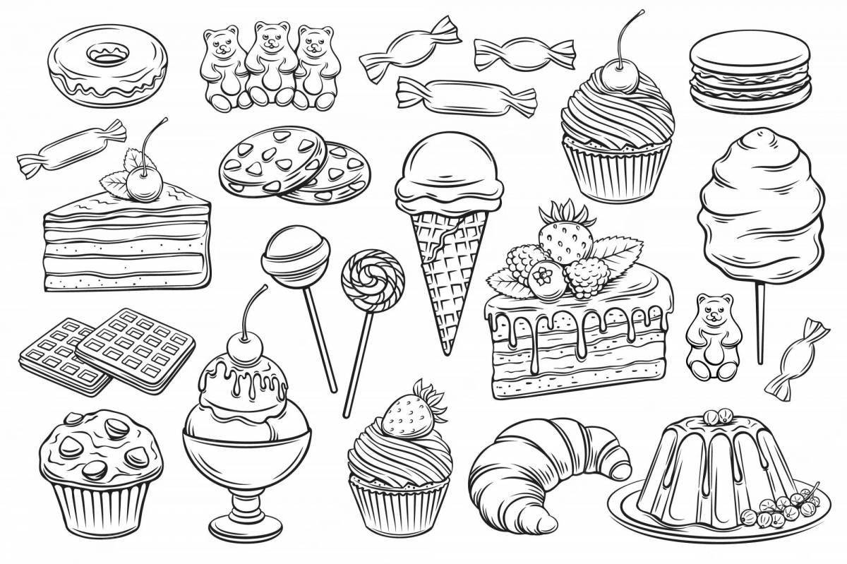Irresistible confectionery coloring book for kids