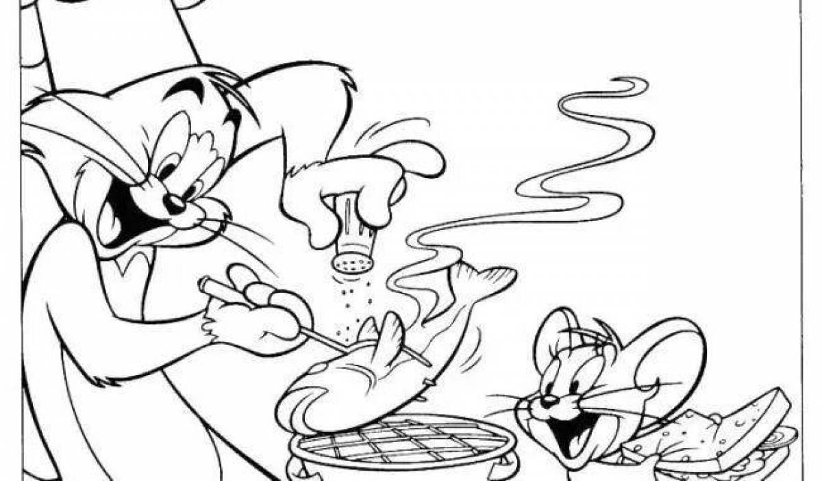 Color-explosion tom and jerry game coloring page
