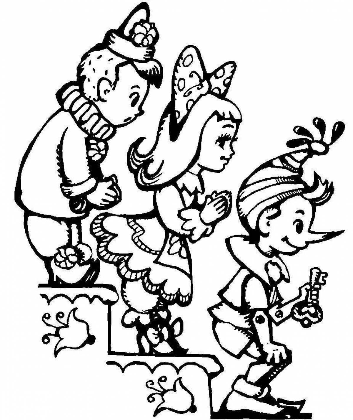 Coloring page playful pinocchio