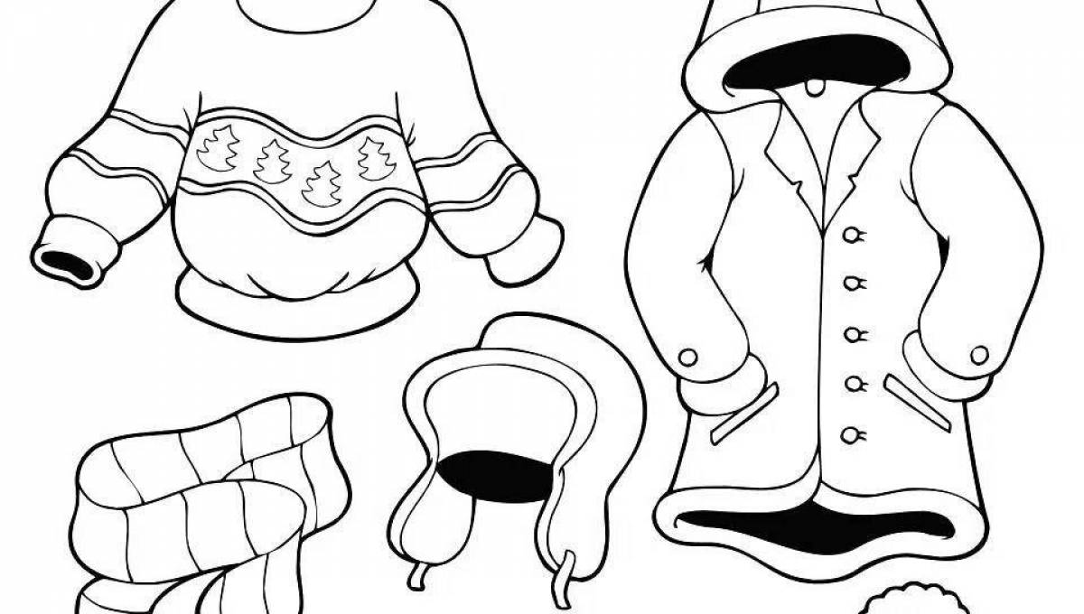 Coloring book sparkling winter clothes for preschoolers