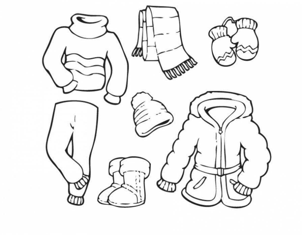 Coloring book glittery winter clothes for preschoolers