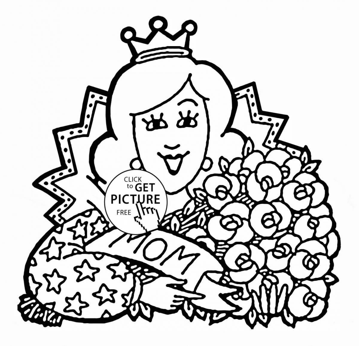 Coloring page nice mommy happy birthday