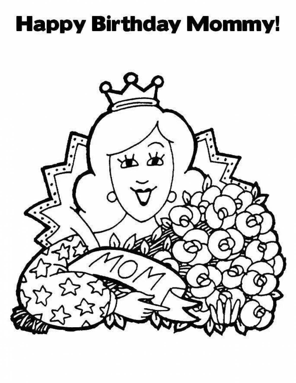 Happy birthday gorgeous mommy coloring page