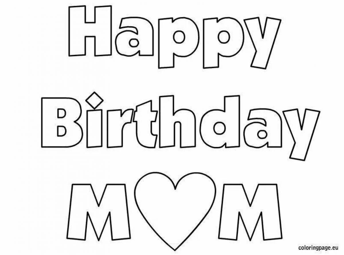 Coloring page glowing mommy happy birthday